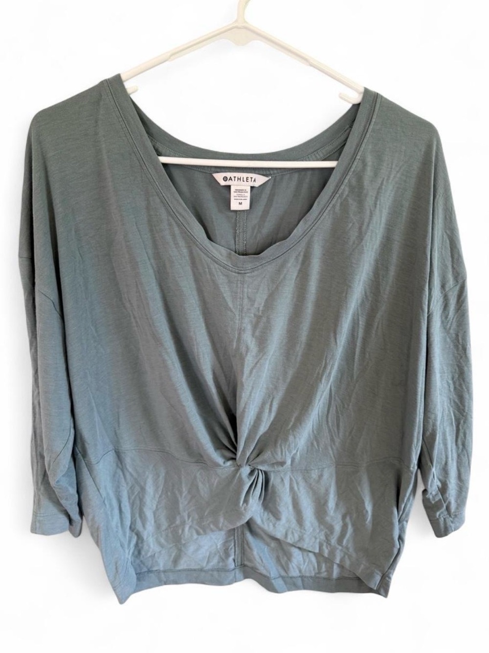 Athleta Sage Green Knot-Front Long Sleeve Tee